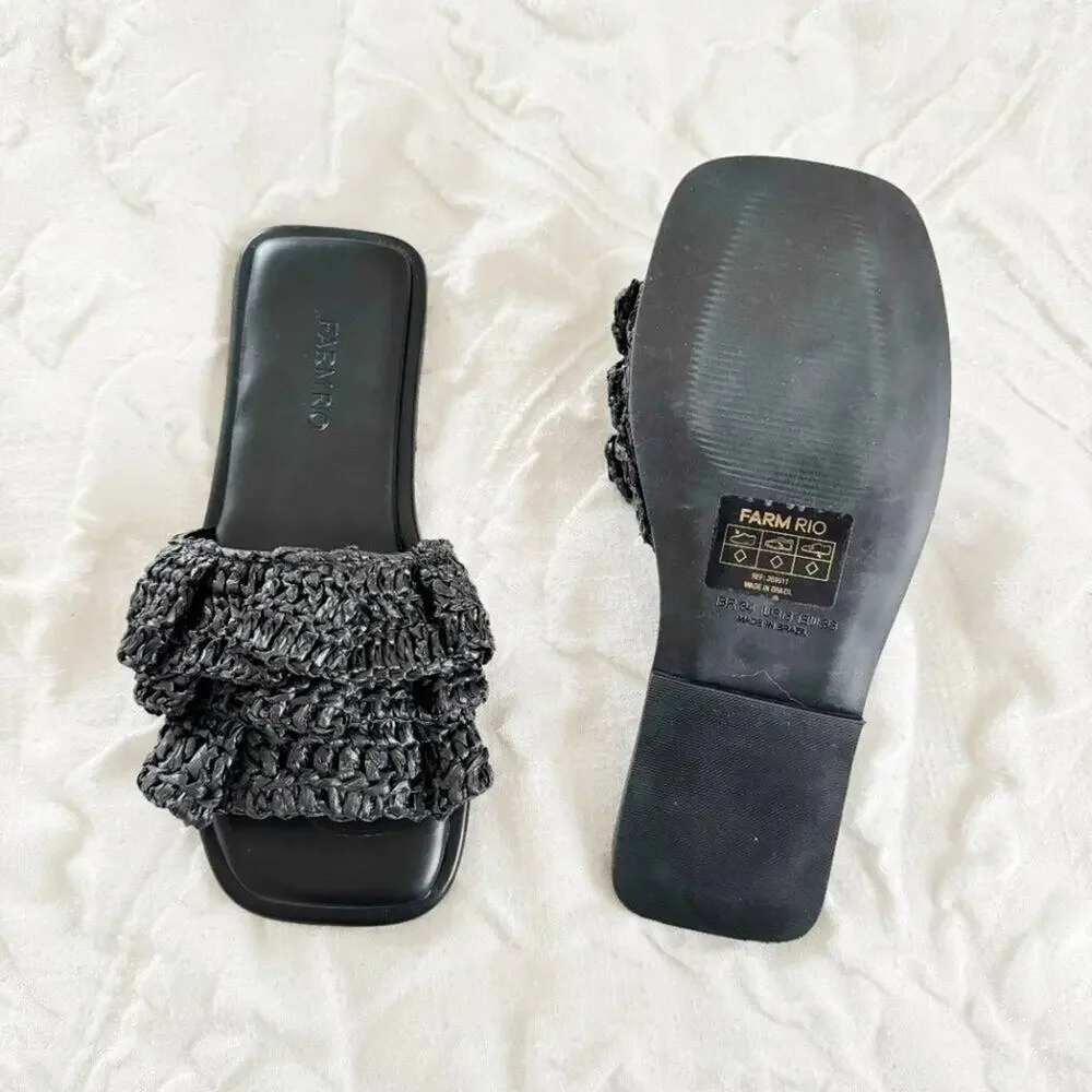 FARM RIO Crochet Slide Sandal Size 6 New